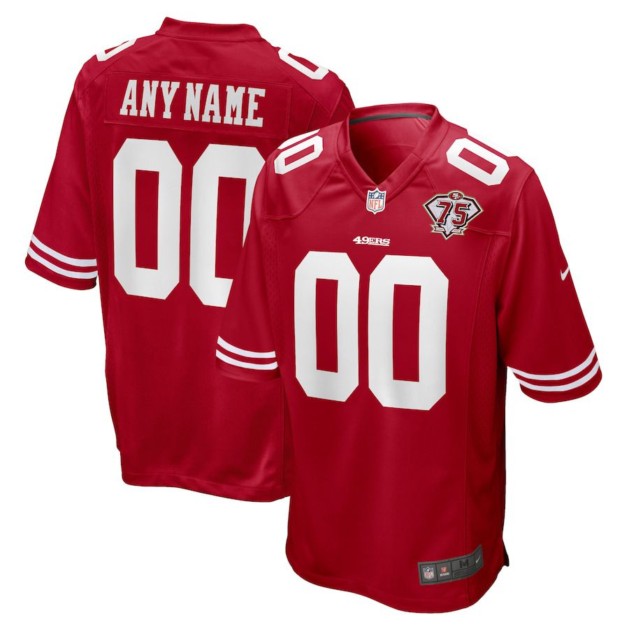 Men San Francisco 49ers Nike Scarlet 75th Anniversary Custom Game NFL Jersey->customized nfl jersey->Custom Jersey